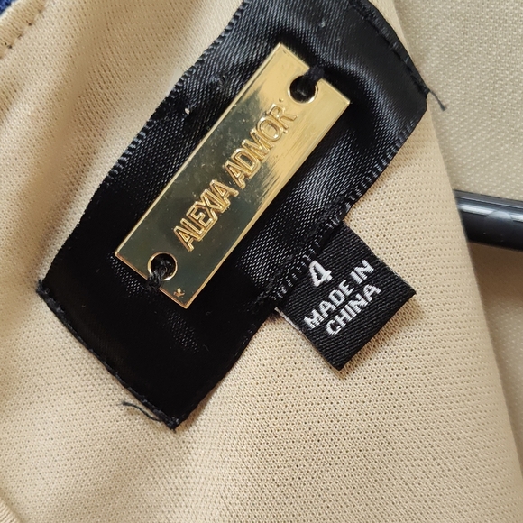 Alexia Admor Navy/Nude Short Sleeve Delora Dress Size 4 - Picture 8 of 9